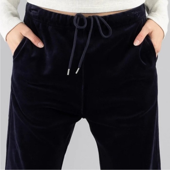 Nili Lotan Lyvia Luxe Velour Jogger Sweatpants Navy Women’s Size Small Casual - Picture 3 of 12